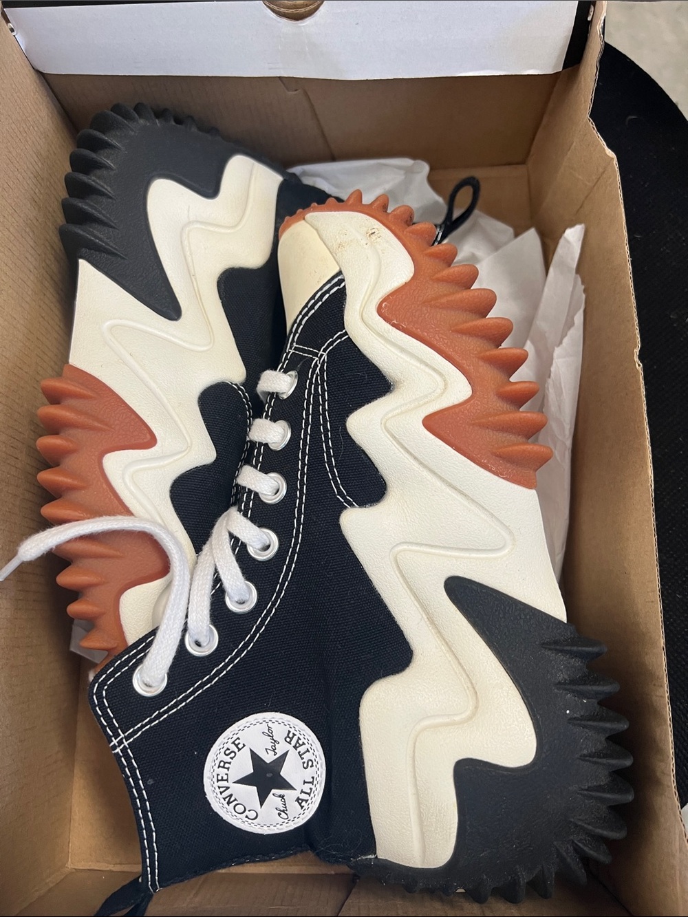 Converse Kids Black White Tan Run Star Motion High-Top Sneakers